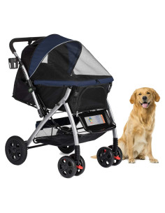 Carro de Paseo para Mascotas HPZ Premium 76x56cm Azul Medianoche
