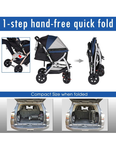 Carro de Paseo para Mascotas HPZ Premium 76x56cm Azul Medianoche