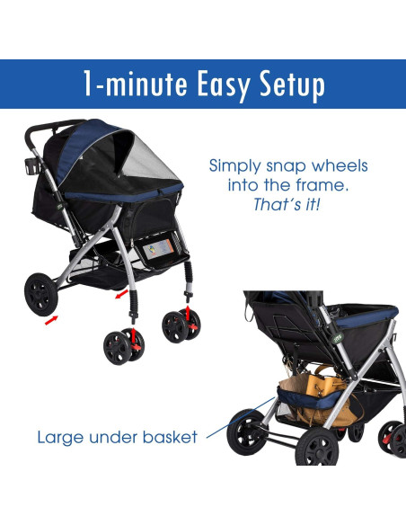 Carro de Paseo para Mascotas HPZ Premium 76x56cm Azul Medianoche