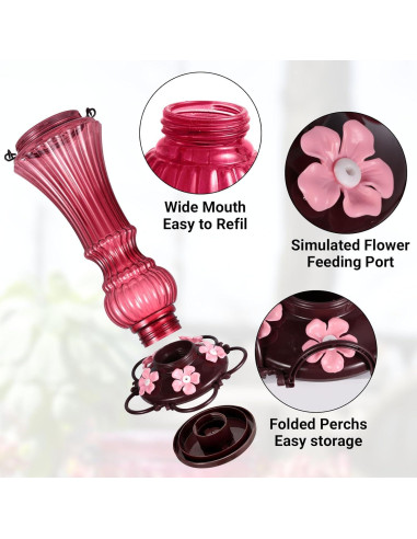 Comedero para Colibríes Beserie 20 oz Rojo 2 Pack