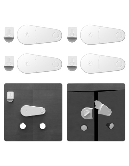 4 Cerraduras de Gabinete a Prueba de Niños TXTLDB - Adhesivos 3M