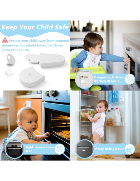 4 Cerraduras de Gabinete a Prueba de Niños TXTLDB - Adhesivos 3M