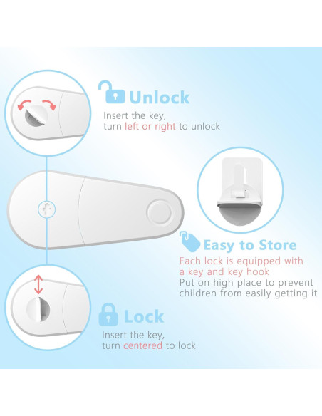 4 Cerraduras de Gabinete a Prueba de Niños TXTLDB - Adhesivos 3M