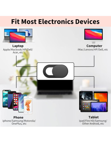 Cubierta Webcam Yilador Ultra Delgada 3 Unidades Negro