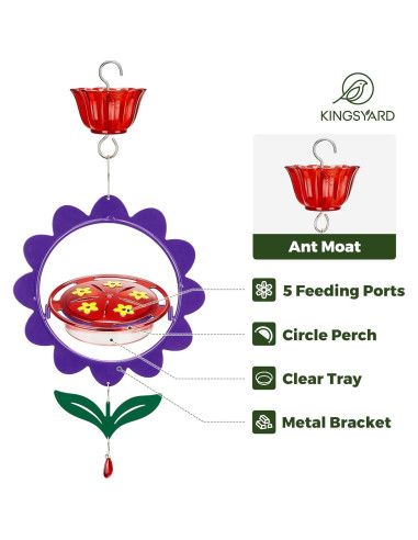 Alimentador de Colibrí Kingsyard 8 Oz con Moat Antihormigas