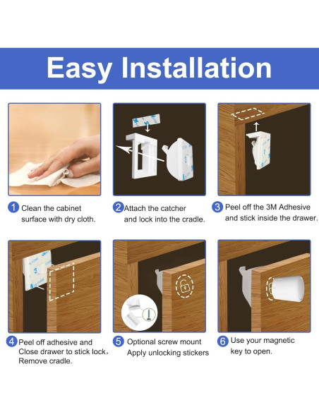 Cerraduras Magnéticas para Armarios Bebés Shaoguang - 10 Pzas