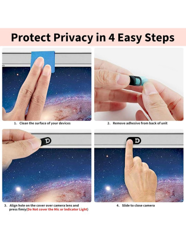 Cubierta Webcam Yilador Ultra Delgada 3 Unidades Negro