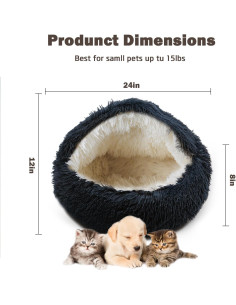 Cama para Gatos y Perros Pequeños BELEEWILWON 61x61cm Gris 2