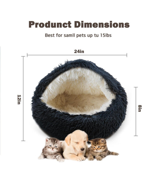 Cama para Gatos y Perros Pequeños BELEEWILWON 61x61cm Gris