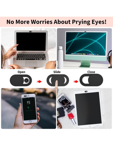 Cubierta Webcam Yilador Ultra Delgada 3 Unidades Negro