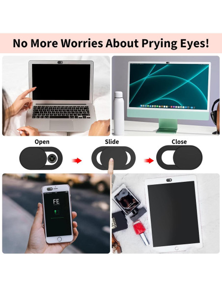 Cubierta Webcam Yilador Ultra Delgada 3 Unidades Negro