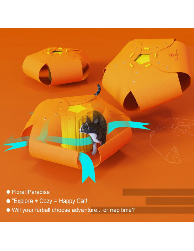 Túnel para Gatos Spring Blossoms Naranja 64.5x29 cm