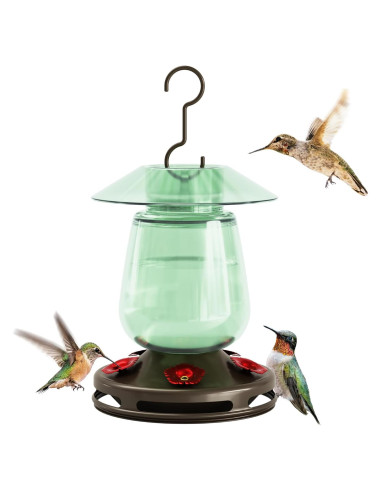 Alimentador de Colibríes Auslar de Vidrio 0.47L Verde Colgante