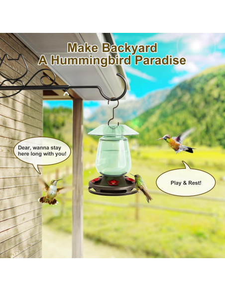 Alimentador de Colibríes Auslar de Vidrio 0.47L Verde Colgante