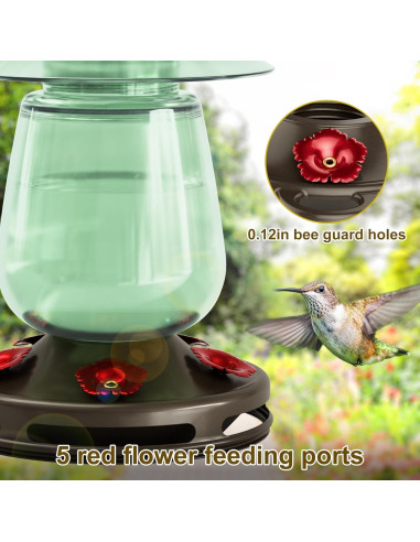 Alimentador de Colibríes Auslar de Vidrio 0.47L Verde Colgante