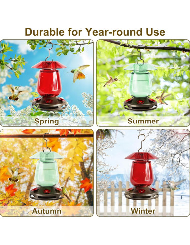 Alimentador de Colibríes Auslar de Vidrio 0.47L Verde Colgante