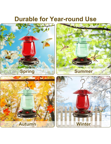 Alimentador de Colibríes Auslar de Vidrio 0.47L Verde Colgante