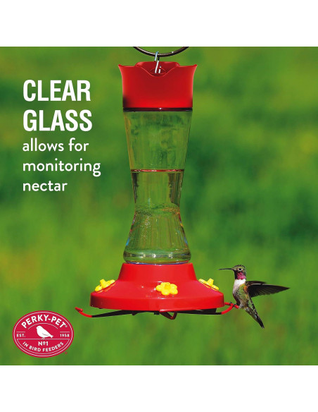 Alimentador de Colibríes Perky-Pet 210PB Vidrio 473 ml Rojo