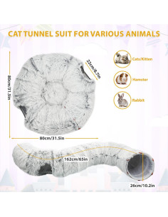 Túnel de Gato KOMUSMO Donut Grande con Juguete y Cama Suave 2