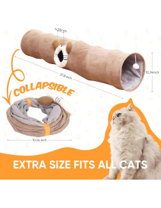 Túnel de Gato Plegable PurronPaws 96cm con Agujero y Bola 2