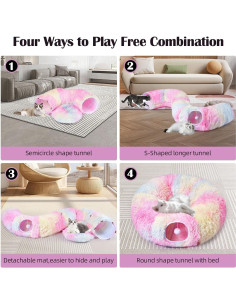 Túnel para Gatos Odoland con Cama y 20 Juguetes Rosa 2