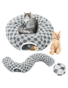 Cueva para Gatos Homimp Gris con Cojín Lavable y Túnel