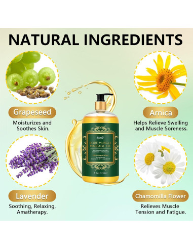 Aceite de Masaje Pjordo 236 ml con Árnica y Lavanda