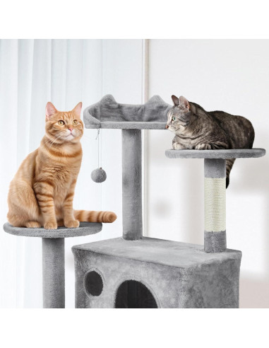 Árbol para Gatos Yaheetech 203.2cm Gris Claro con Cuevas