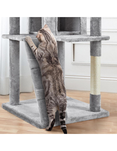 Árbol para Gatos Yaheetech 203.2cm Gris Claro con Cuevas