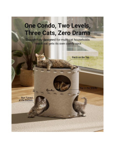 Casa para Gatos DownyPaws Doble Piso Crema 50cm x 32cm 2
