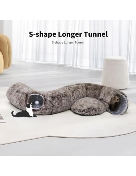 Túnel de Gato WYZJL 2-en-1 con Cojín Lavable Marrón 85.1 cm