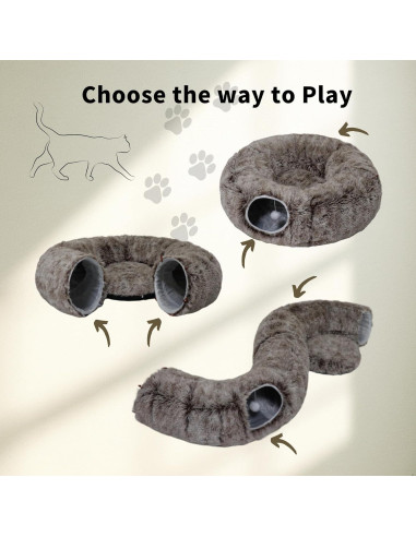 Túnel de Gato WYZJL 2-en-1 con Cojín Lavable Marrón 85.1 cm