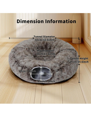 Túnel de Gato WYZJL 2-en-1 con Cojín Lavable Marrón 85.1 cm
