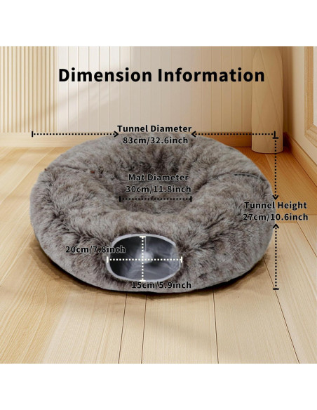 Túnel de Gato WYZJL 2-en-1 con Cojín Lavable Marrón 85.1 cm