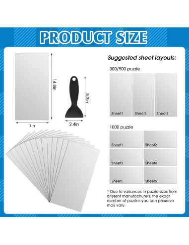 24 Hojas Adhesivas para Rompecabezas Fullhawl 37 x 18 cm