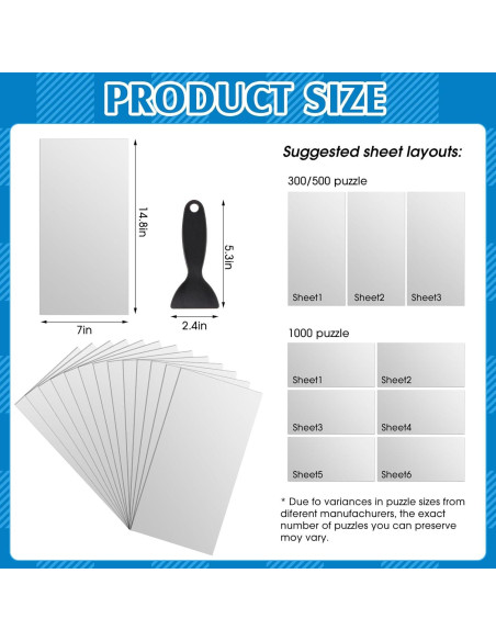 24 Hojas Adhesivas para Rompecabezas Fullhawl 37 x 18 cm
