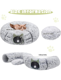 Cueva de Gato Donut CCKUU 200x100 cm Gris Lavable 2