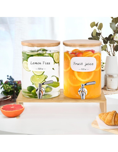 Set 2 Dispensadores de Vidrio 3.5L KitHero con Grifos