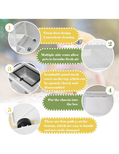 Caja de Alimentación para Reptiles PINVNBY 39.6x29.5x24.1 cm