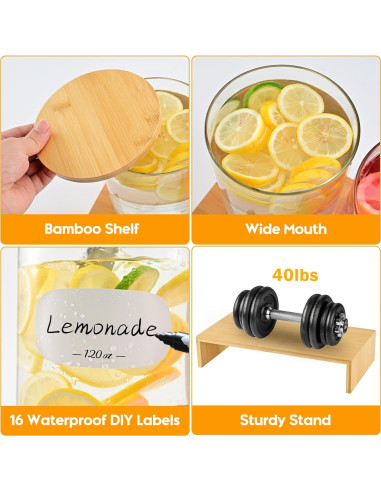 Set 2 Dispensadores de Vidrio 3.5L KitHero con Grifos