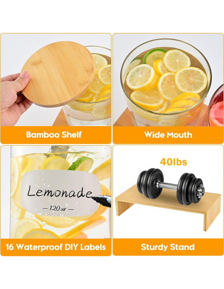 Set 2 Dispensadores de Vidrio 3.5L KitHero con Grifos