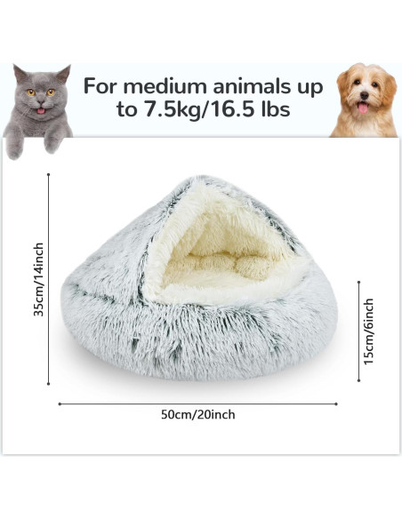 Cama para Gato Arquiel con Capucha Redonda 50.8 cm Gris