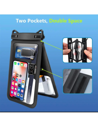 Funda impermeable gris para teléfono Doble 7.5 con correa