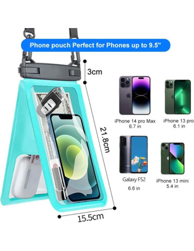 Funda impermeable gris para teléfono Doble 7.5 con correa