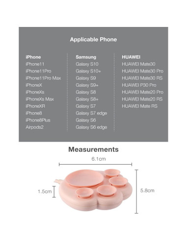 Cargador Inalámbrico 15W Rosa Gato CXIBIKL para iPhone