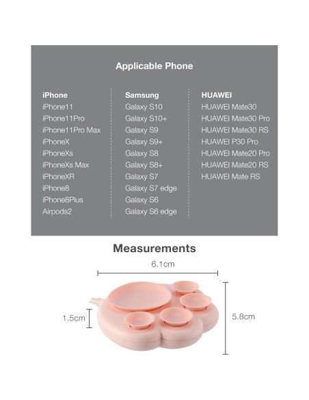 Cargador Inalámbrico 15W Rosa Gato CXIBIKL para iPhone