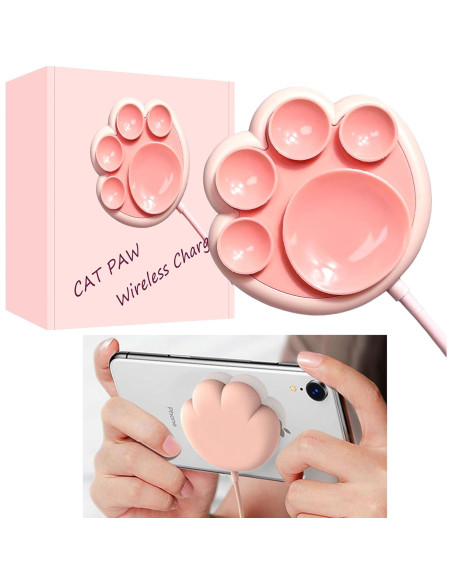 Cargador Inalámbrico 15W Rosa Gato CXIBIKL para iPhone