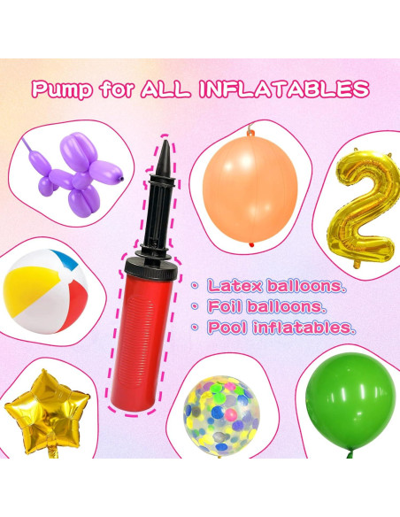 Set 4 Bombas de Globo Inflador Manual Janef - Colores Variados