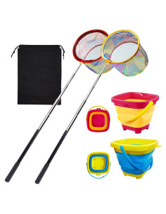 Set de Pesca Plegable Autokcan: 2 Redes + 2 Cubos 1.73m