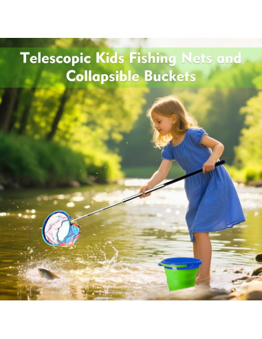 Red de Pesca GIFY con Cubo Plegable para Niños 1.73m